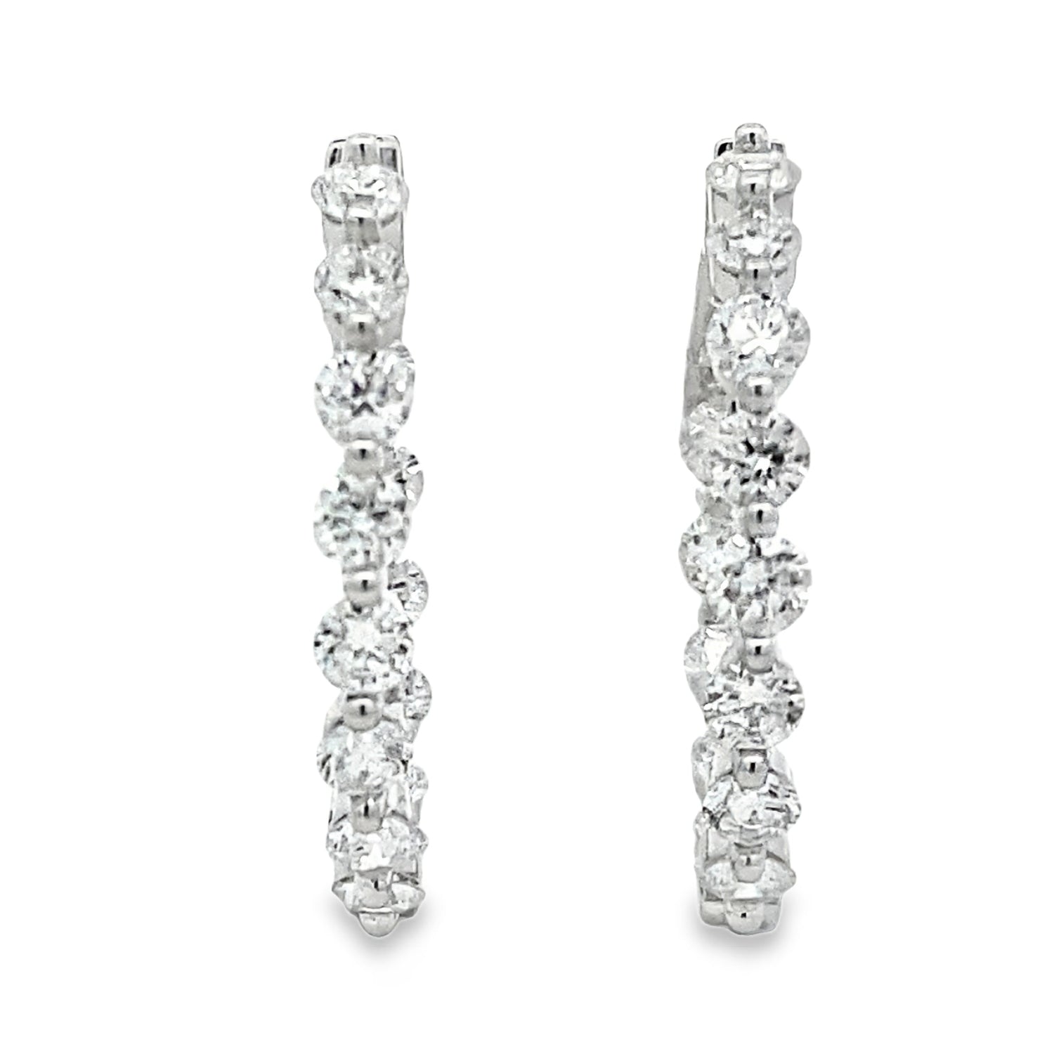 3.10ct Lab Grown Diamond Hoop Earrings Sterling Silver