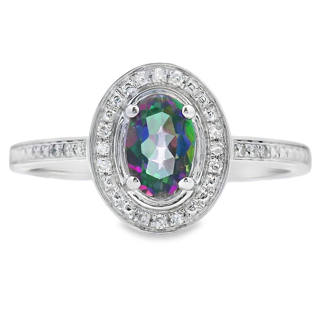 .61ct Mystic Fire Topaz Diamond Ring 10KT White Gold by Bids.com