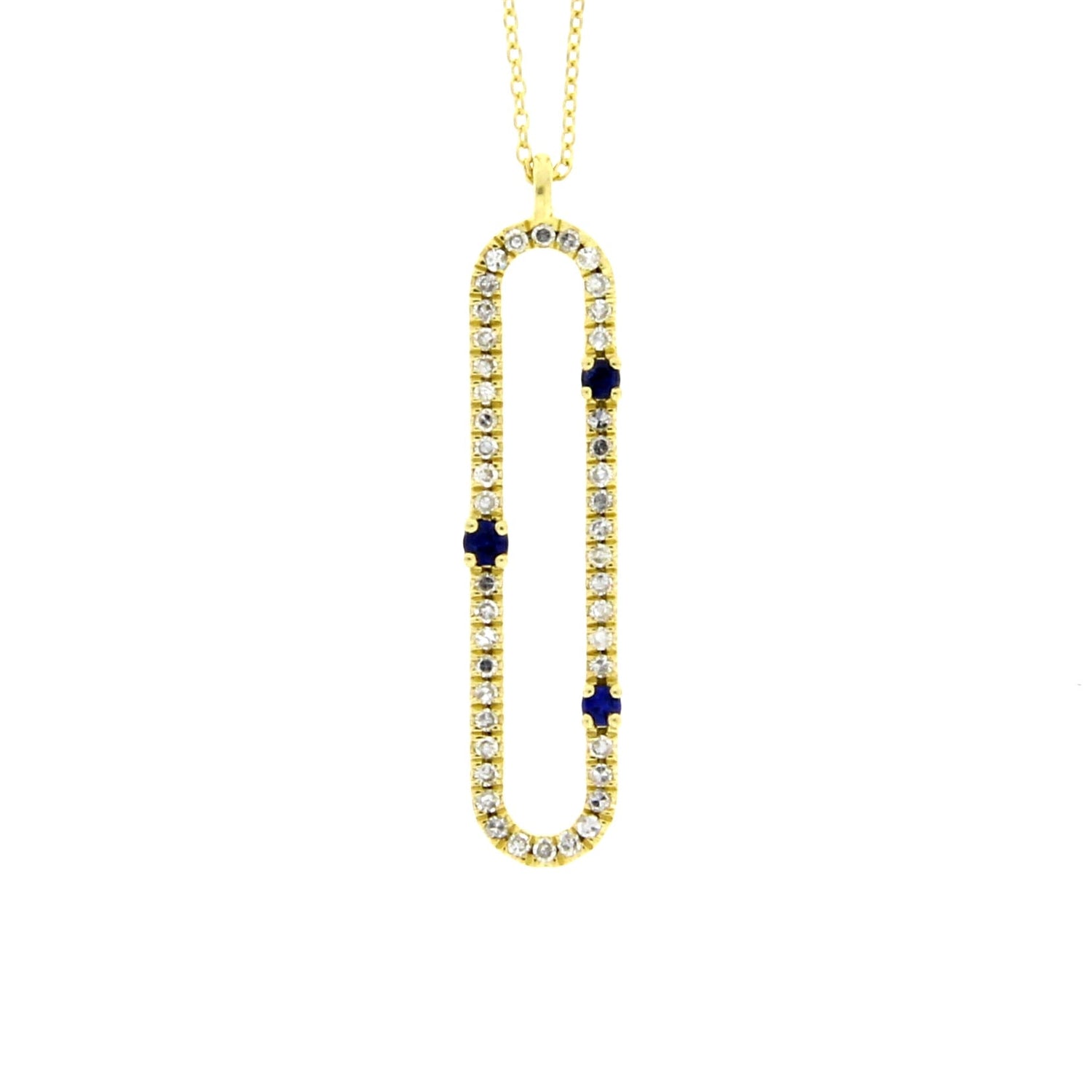 Diamond Sapphire Fashion Pendants 14KT Yellow Gold