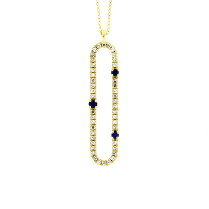 Diamond Sapphire Fashion Pendants 14KT Yellow Gold