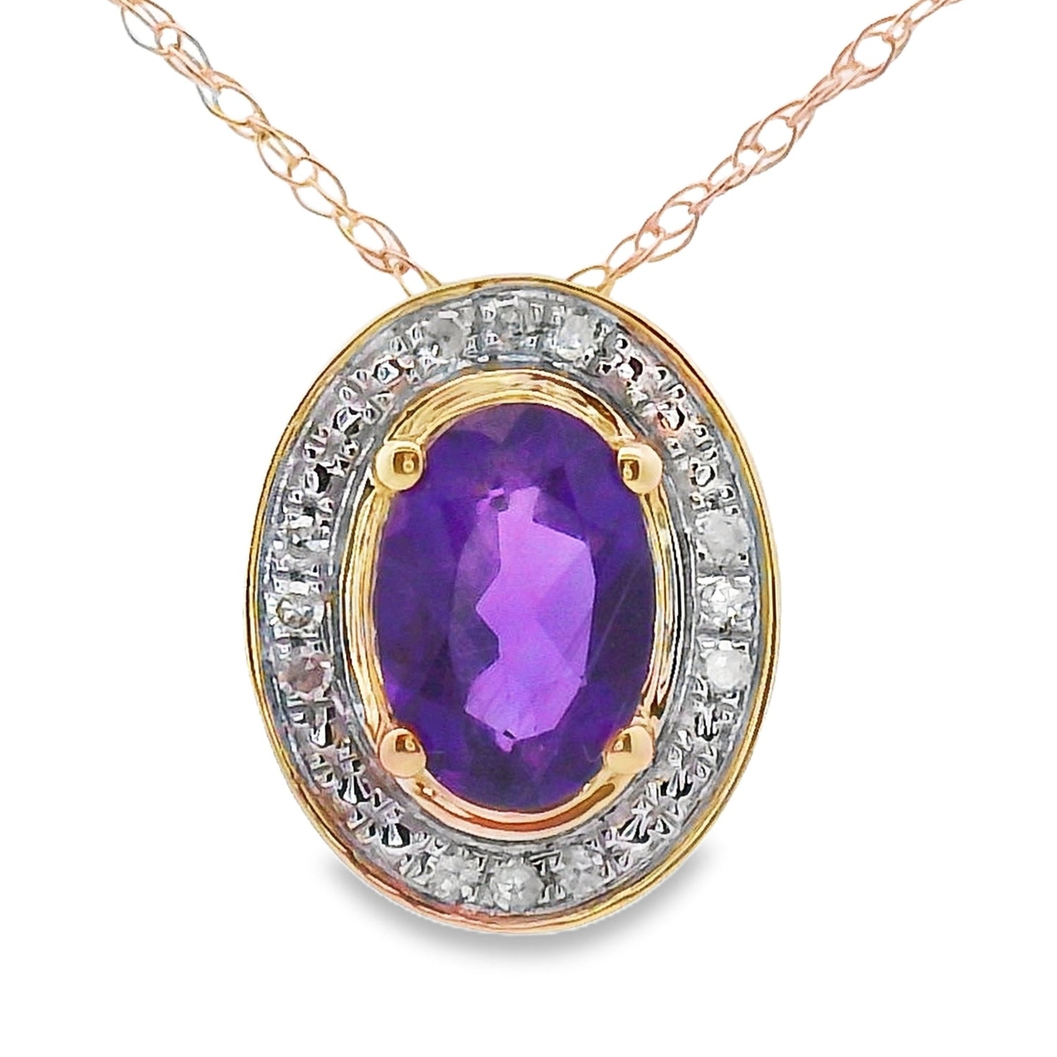 Amethyst Diamond Fashion Pendants 10KT Yellow Gold by Bids.com