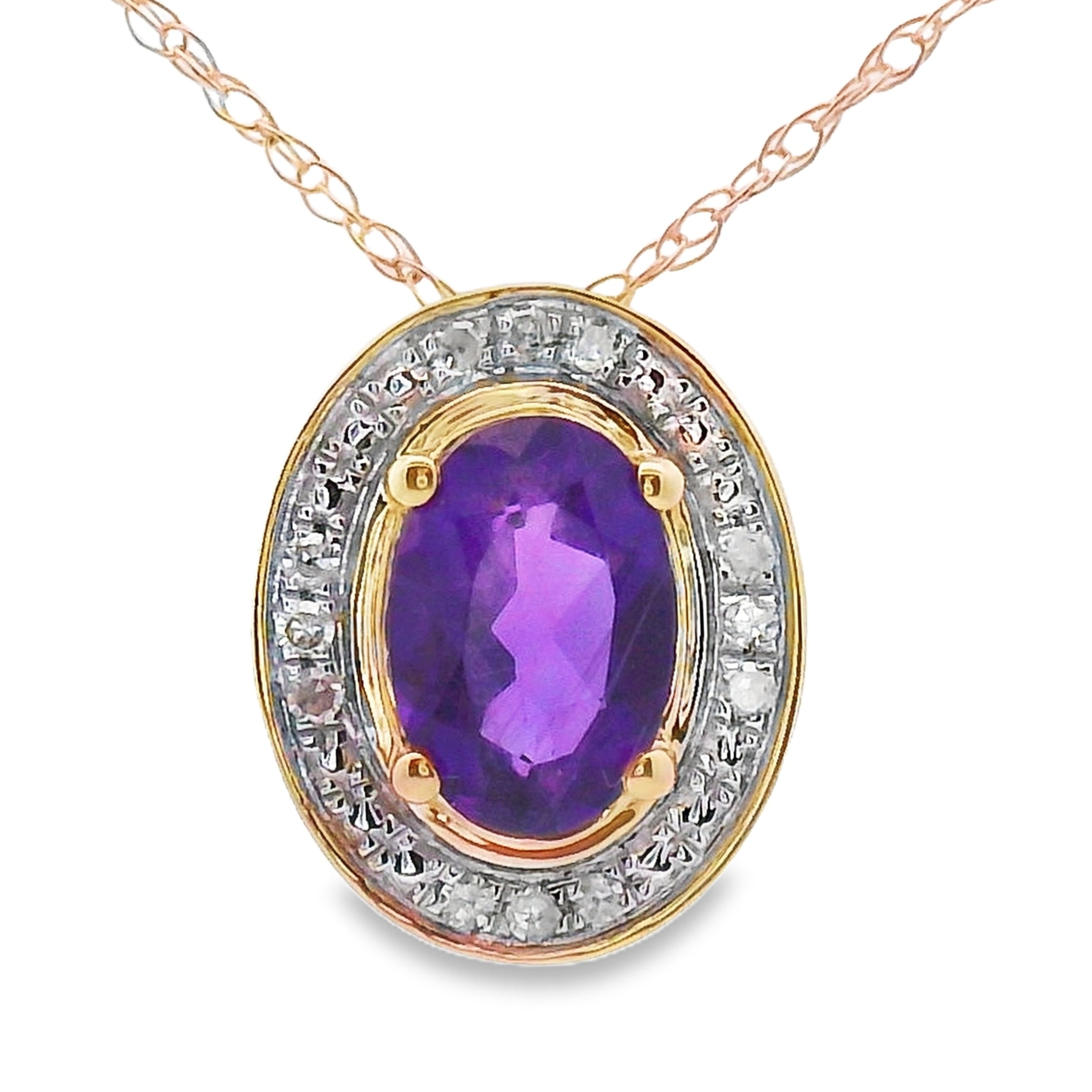 Amethyst Diamond Fashion Pendants 10KT Yellow Gold by Bids.com