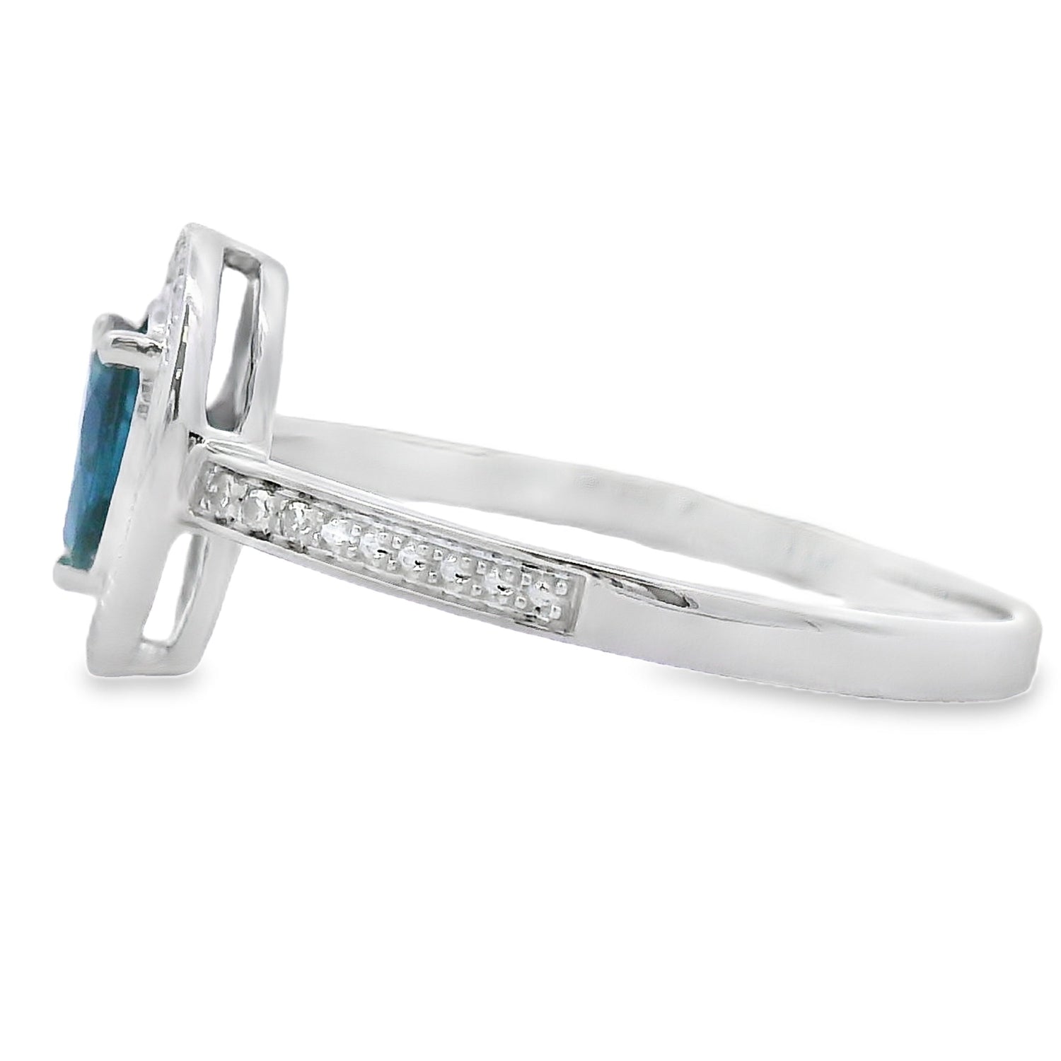 Genuine .54ct Sapphire Diamond Ring 10KT White Gold by Bids.com