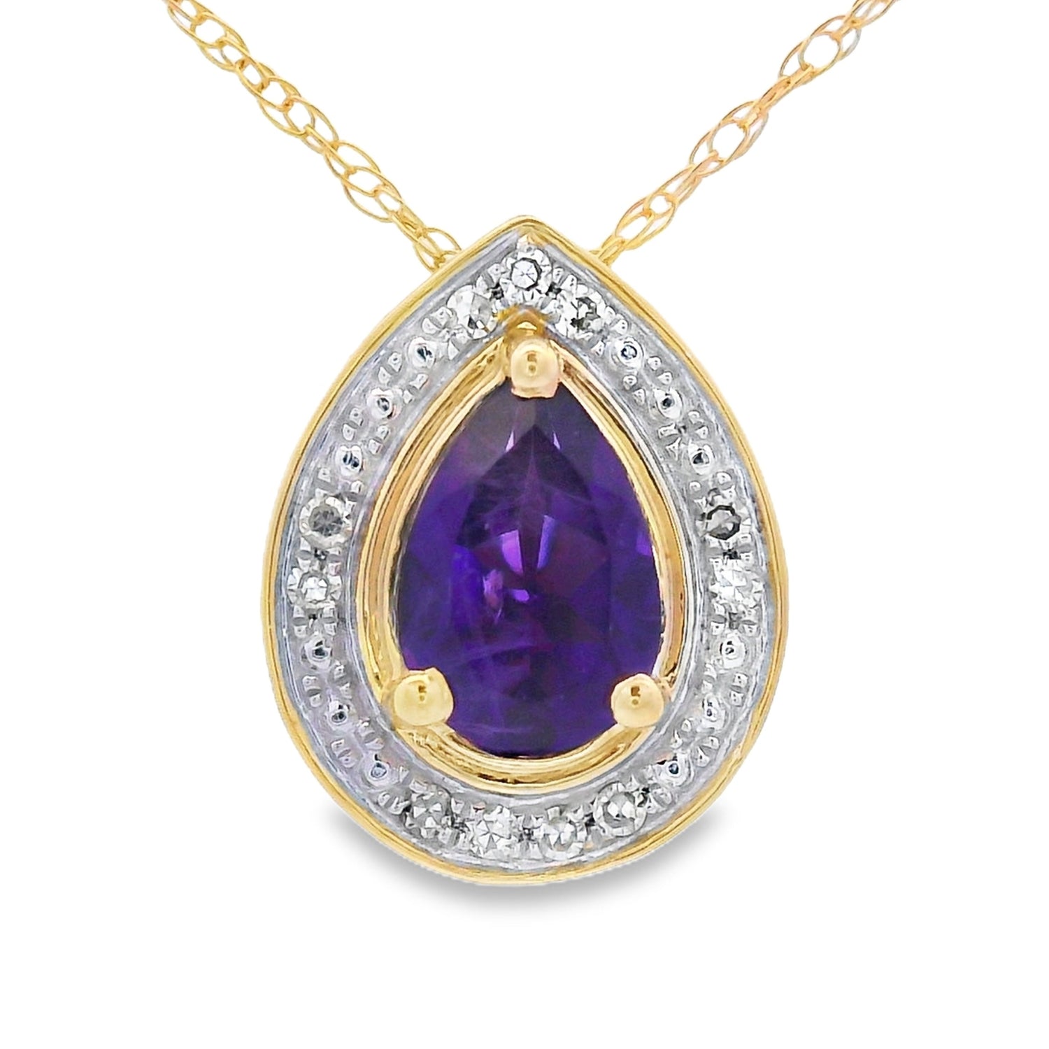 Amethyst Diamond Fashion Pendants 10KT Yellow Gold by Bids.com