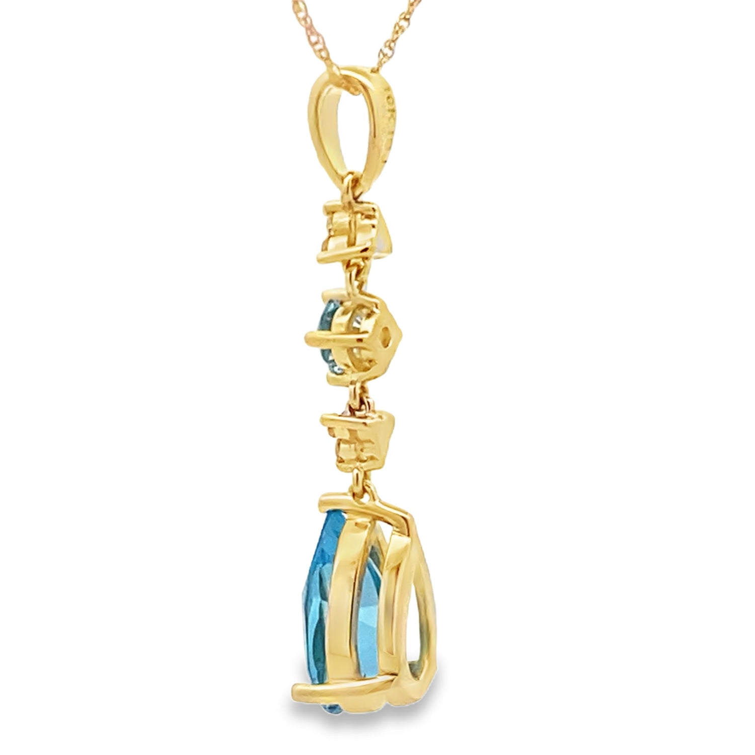 Blue Topaz Diamond Fashion Pendants 10KT Yellow Gold by Bids.com
