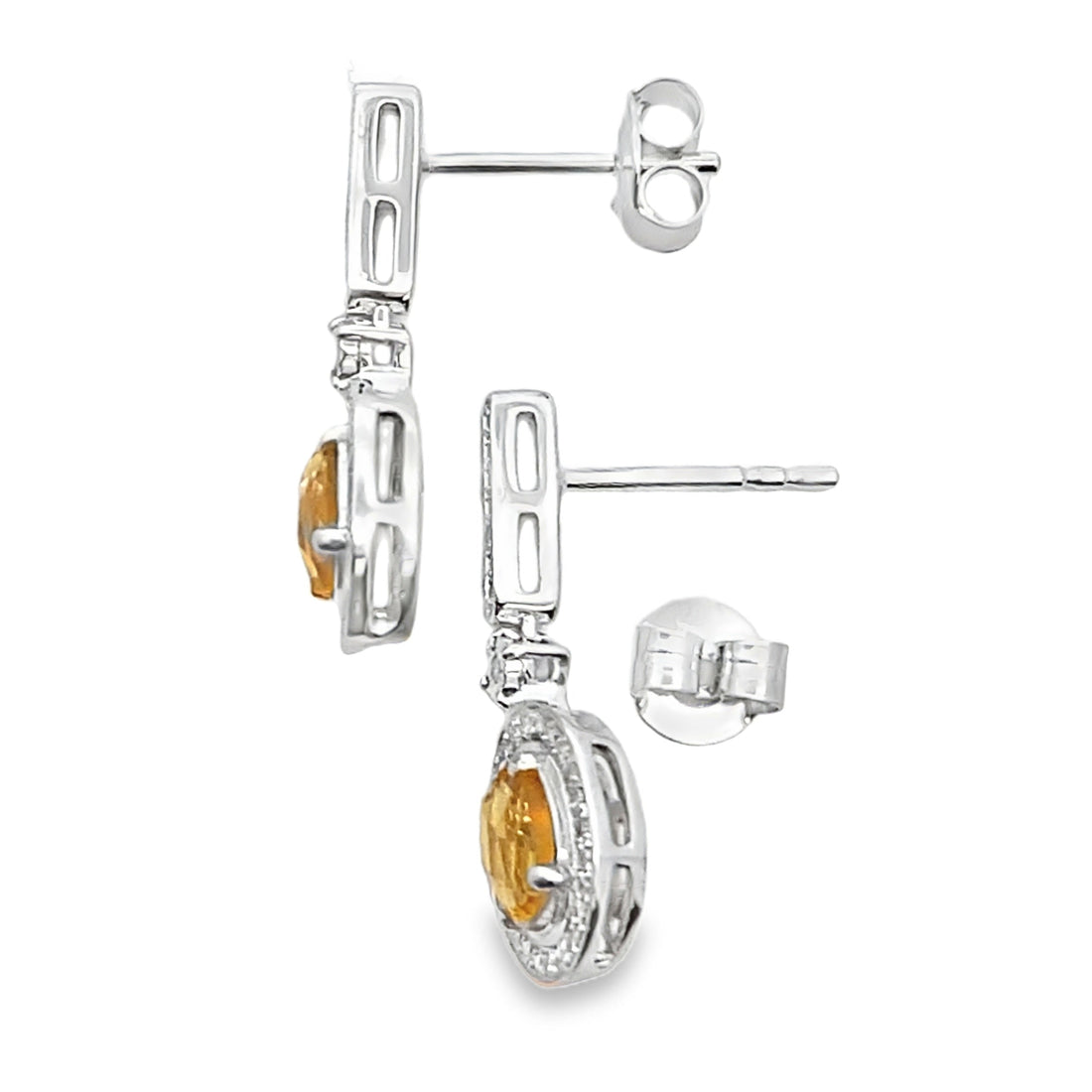 1.06ct Citrine Diamond Dangle Earrings 10KT White Gold by Bids.com