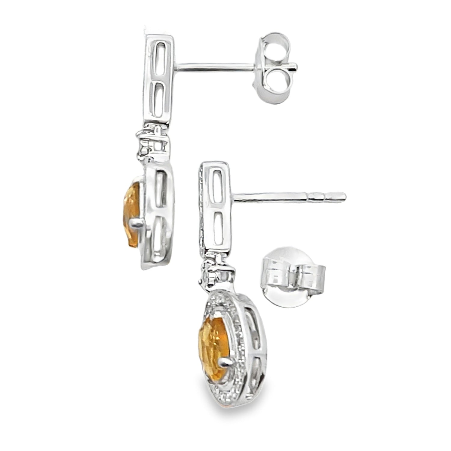 1.06ct Citrine Diamond Dangle Earrings 10KT White Gold by Bids.com