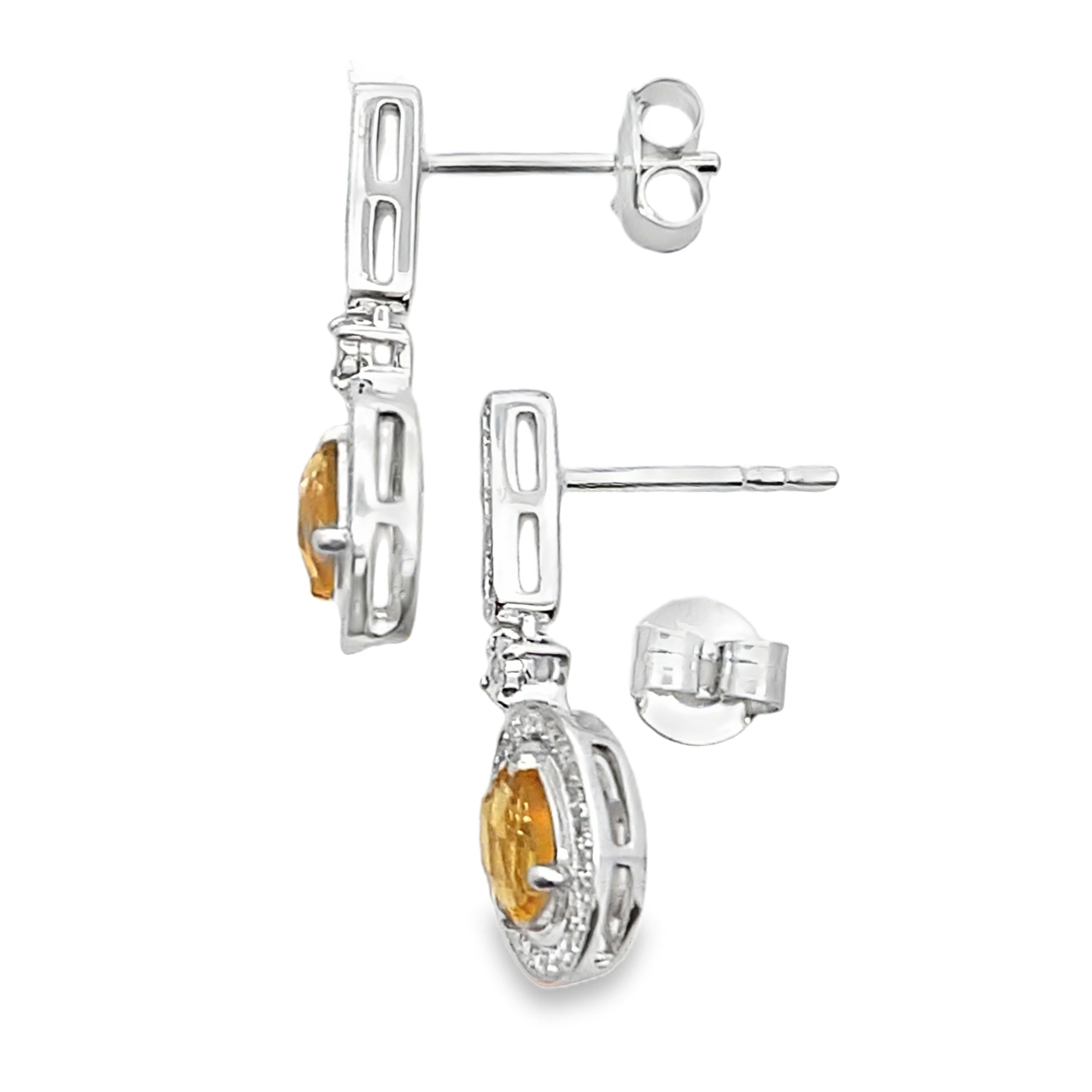1.06ct Citrine Diamond Dangle Earrings 10KT White Gold by Bids.com