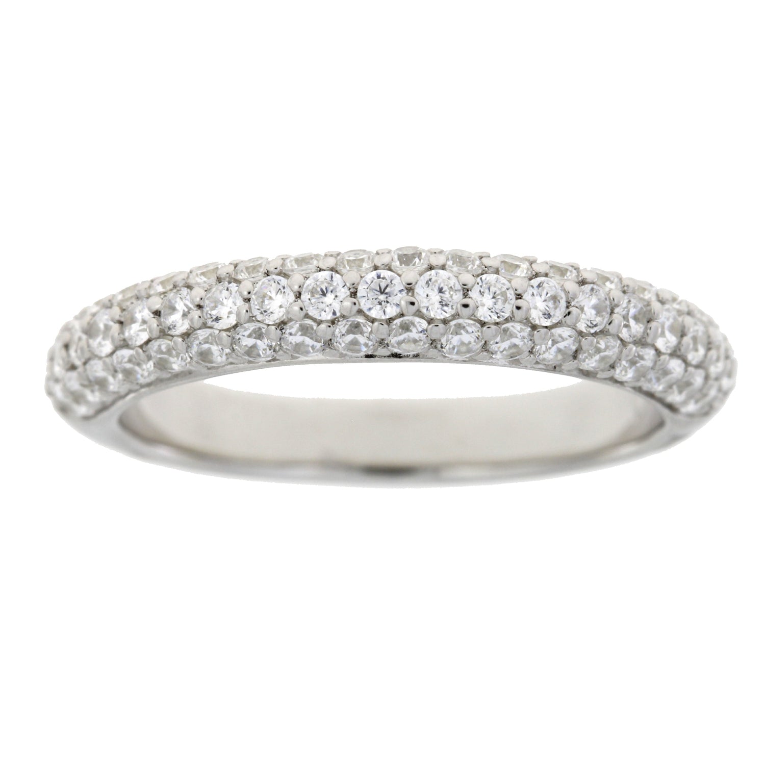 Cubic Zirconium Wedding Band Ring Sterling Silver by Bids.com