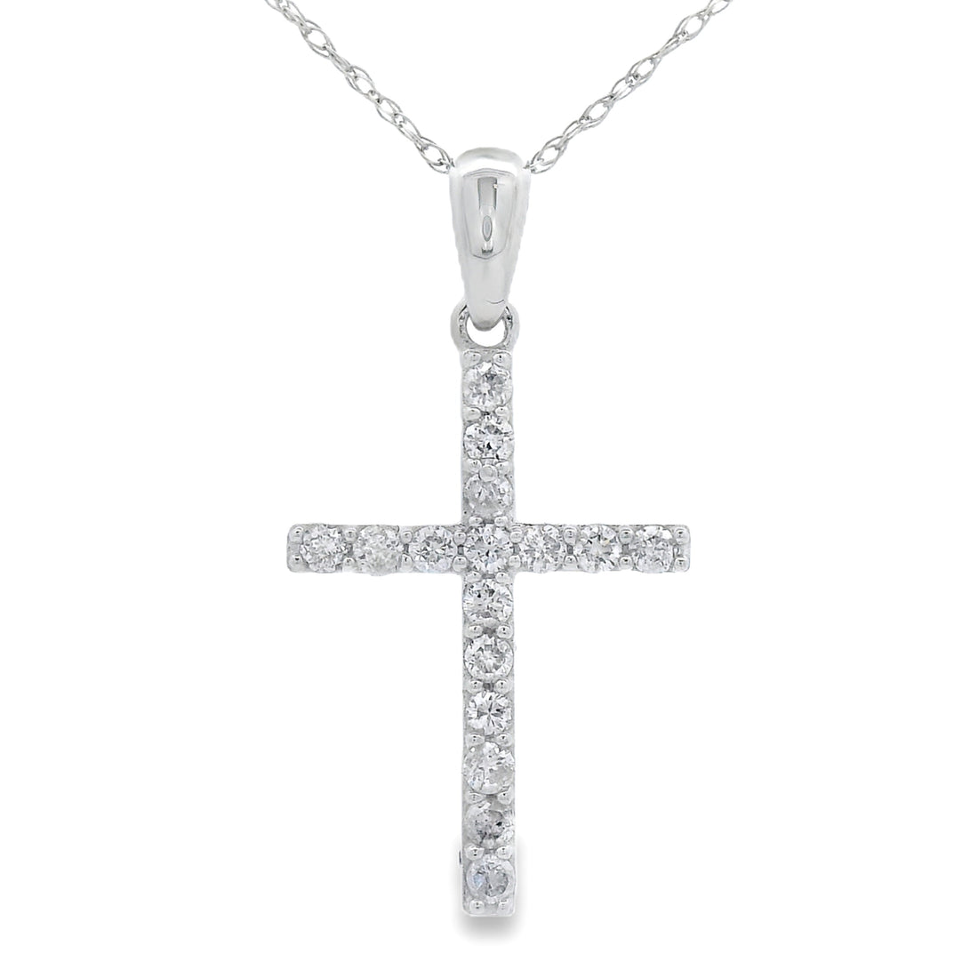 .25ct Diamond Cross Religious Pendant 14KT White Gold by Bids.com