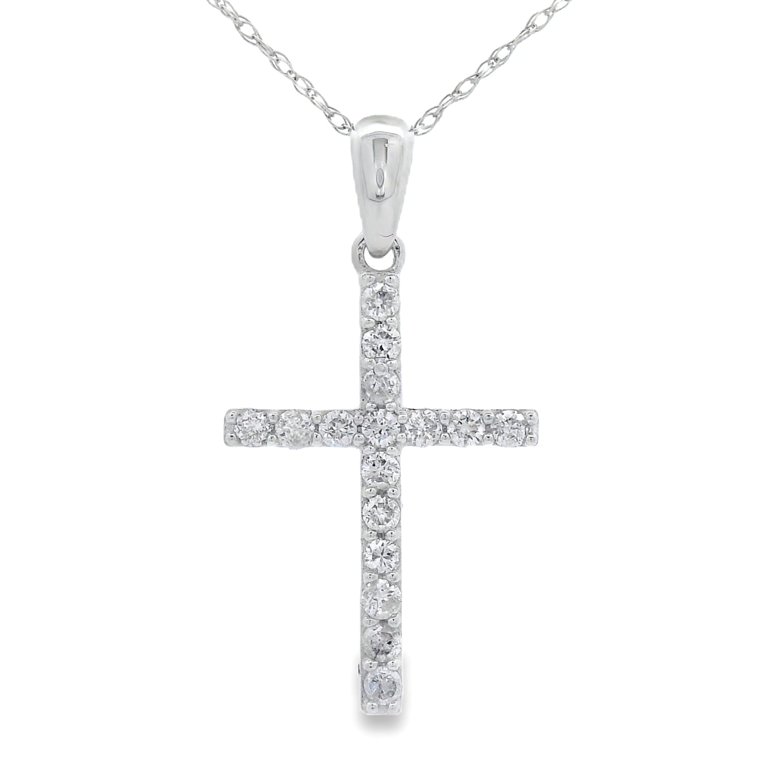 .25ct Diamond Cross Religious Pendant 14KT White Gold by Bids.com