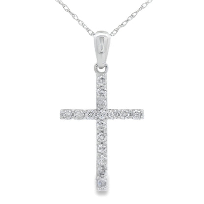 .25ct Diamond Cross Religious Pendant 14KT White Gold by Bids.com
