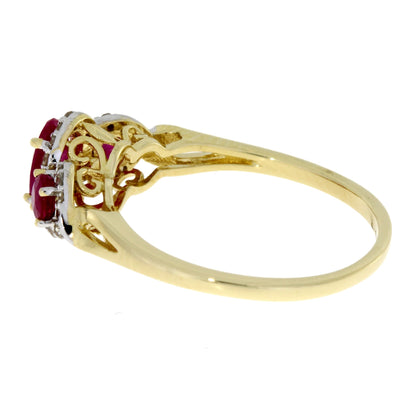 1.04ct Ruby Diamond 3 Stone Ring 14KT Yellow Gold by Bids.com