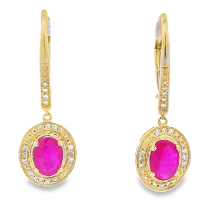 1.28ct Ruby Diamond Dangle Earrings 10KT Yellow Gold by Bids.com