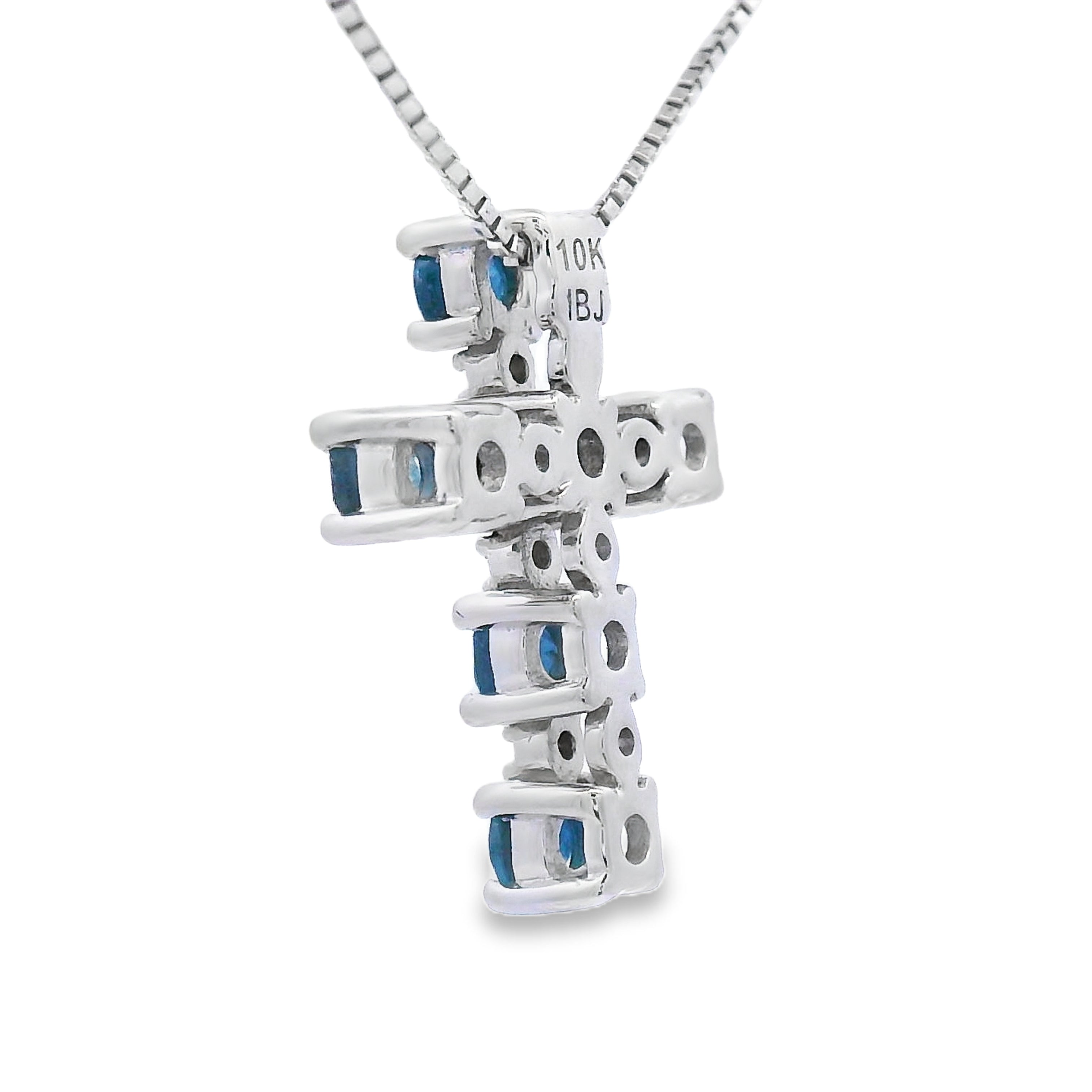 .32ct Sapphire Cross Religious Pendant 10KT White Gold by Bids.com