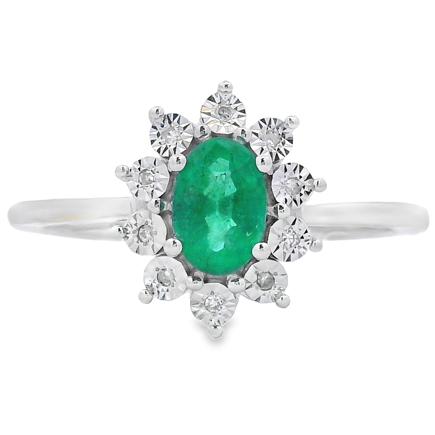 Genuine .43ct Emerald Diamond Ring 10KT White Gold by Bids.com