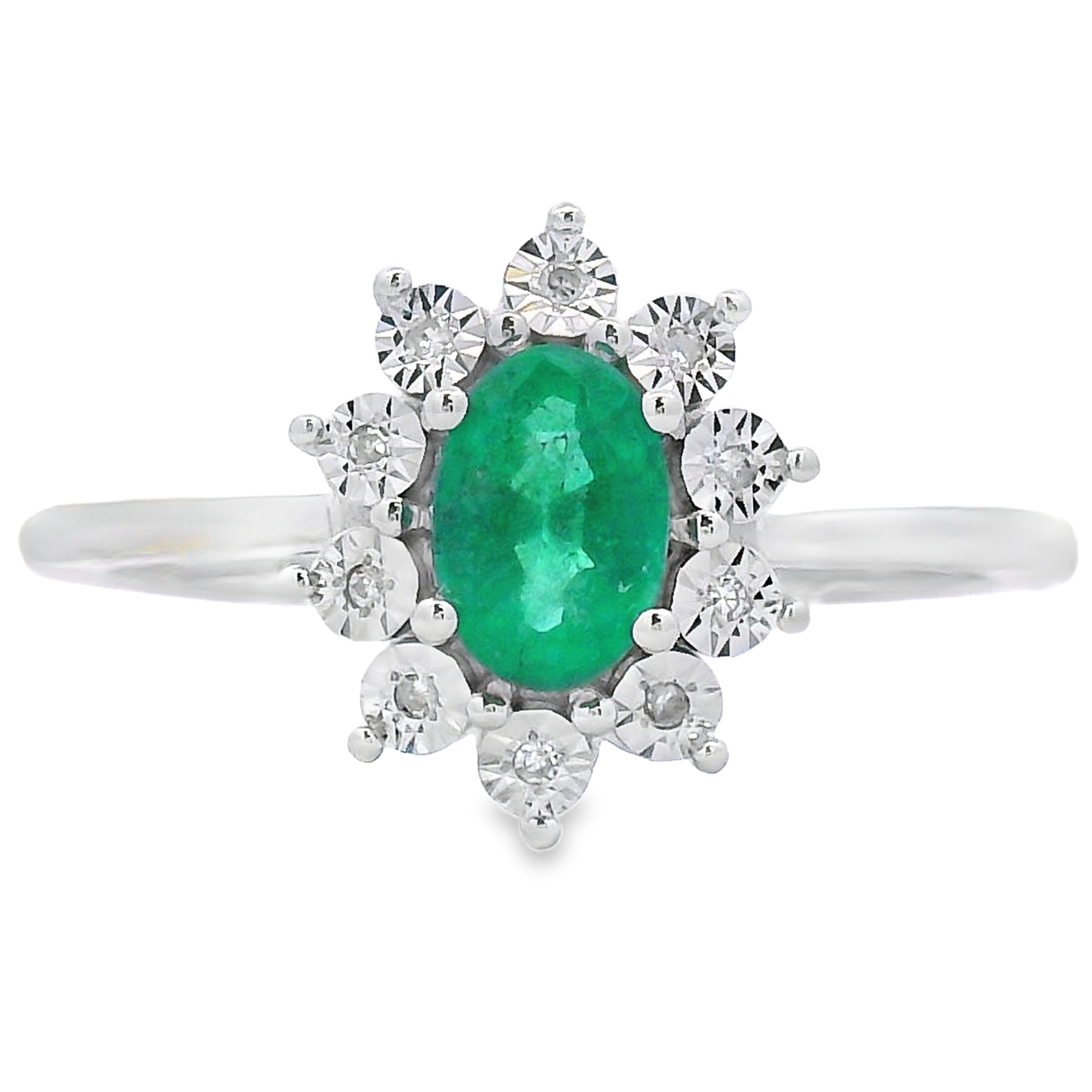 Genuine .43ct Emerald Diamond Ring 10KT White Gold by Bids.com