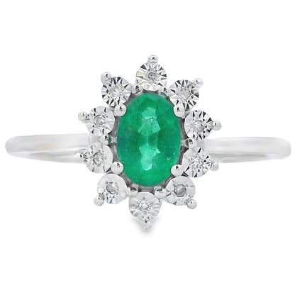 Genuine .43ct Emerald Diamond Ring 10KT White Gold by Bids.com