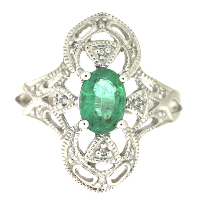 Genuine .70ct Emerald Diamond Ring 10KT White Gold by Bids.com