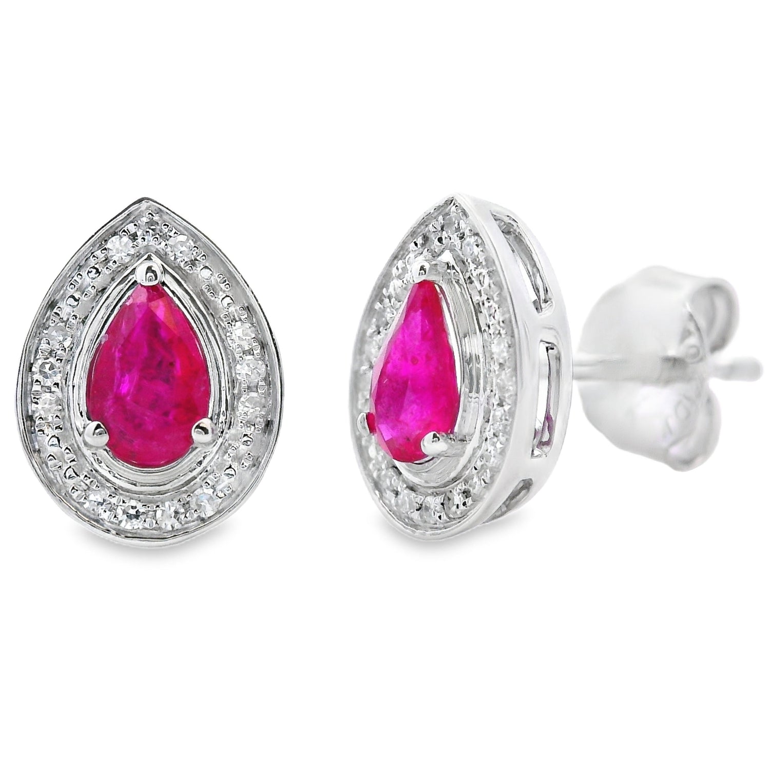 .58ct Ruby Diamond Stud Earrings 10KT White Gold by Bids.com