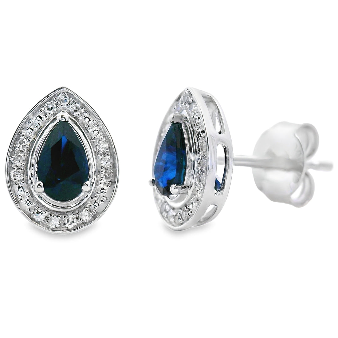 .58ct Sapphire Diamond Stud Earrings 10KT White Gold by Bids.com