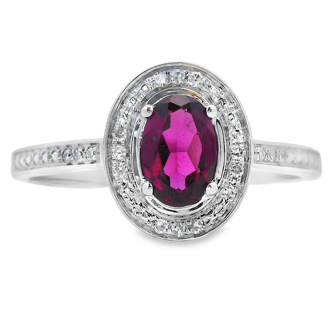 Genuine .62ct Garnet Diamond Ring 10KT White Gold by Bids.com