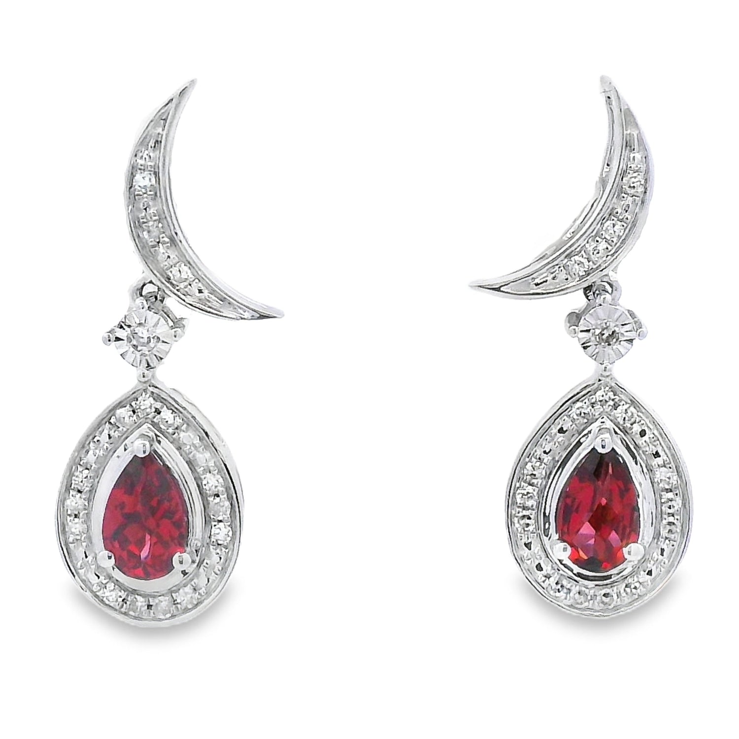.62ct Garnet Diamond Dangle Earrings 10KT White Gold by Bids.com