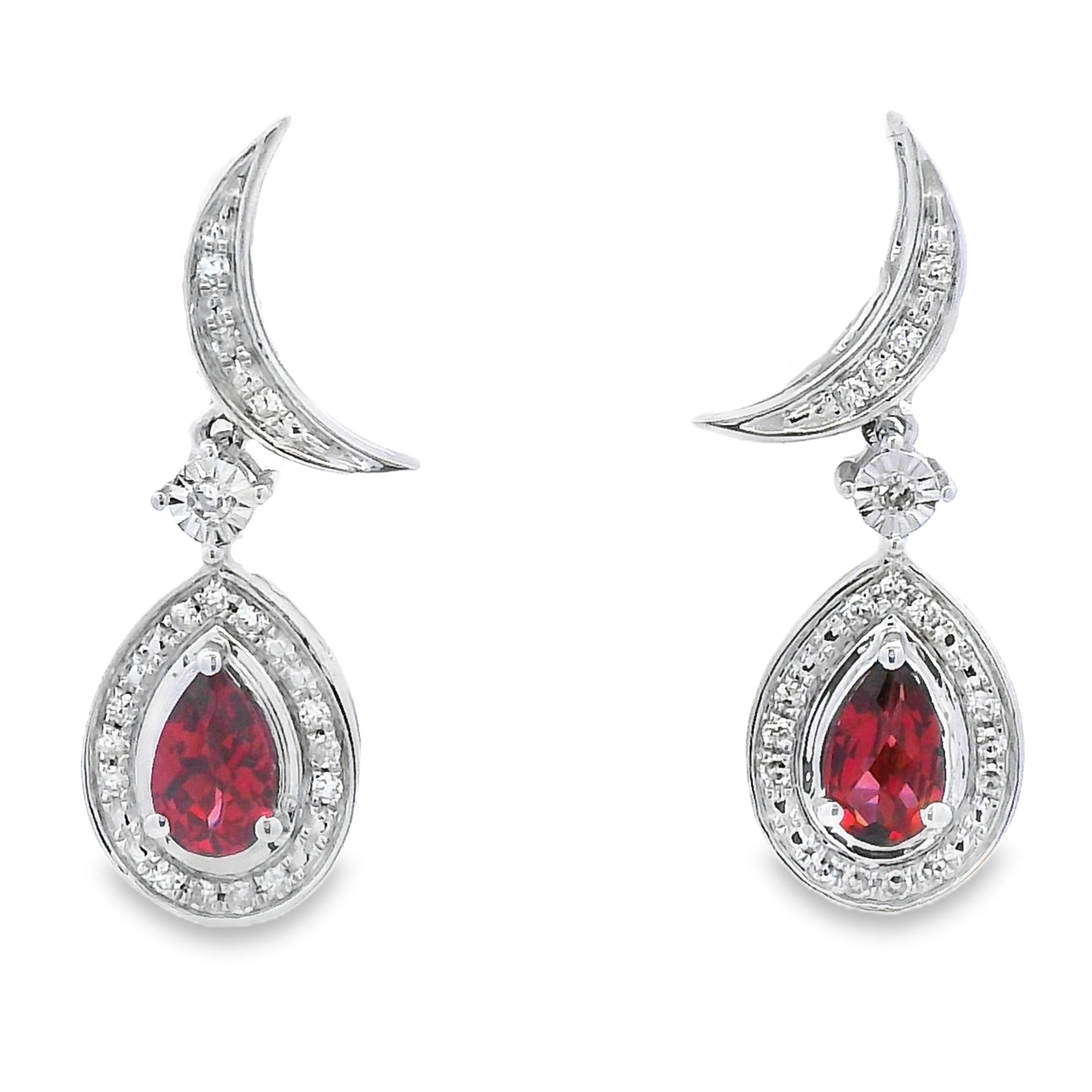 .62ct Garnet Diamond Dangle Earrings 10KT White Gold by Bids.com