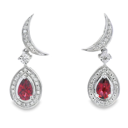 .62ct Garnet Diamond Dangle Earrings 10KT White Gold by Bids.com
