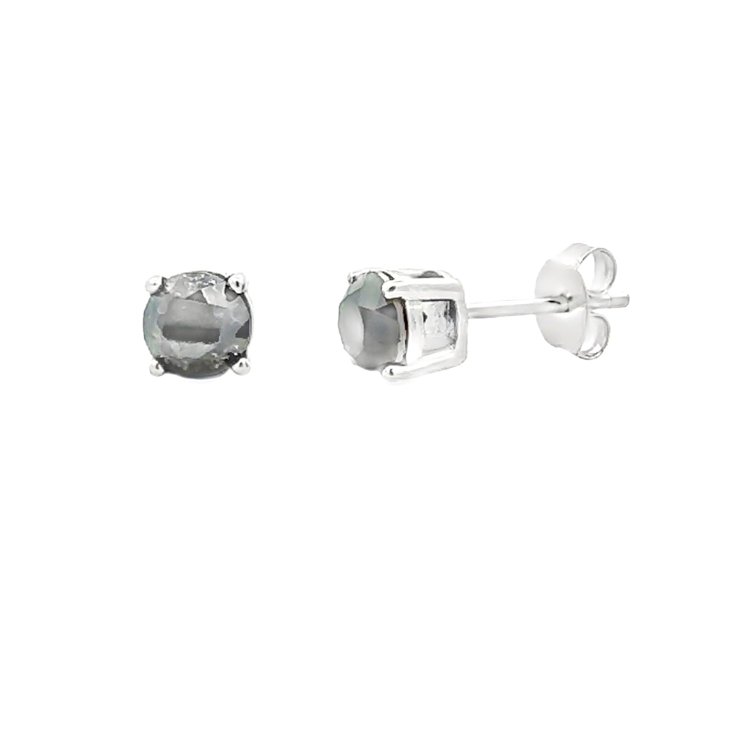 1.50ct Black Diamond Stud Earrings Sterling Silver by Bids.com