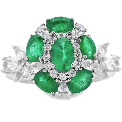 Natural 2.98ct Emerald Zircon Ring Sterling Silver by Bids.com