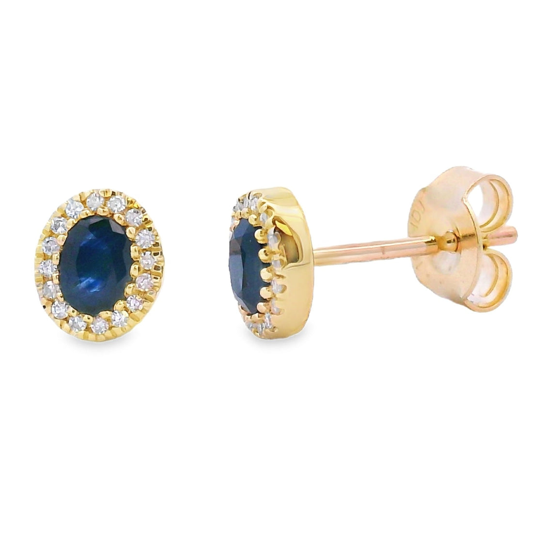 .54ct Sapphire Diamond Stud Earrings 10KT Yellow Gold by Bids.com