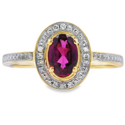 Natural .62ct Garnet Diamond Ring 10KT Yellow Gold by Bids.com