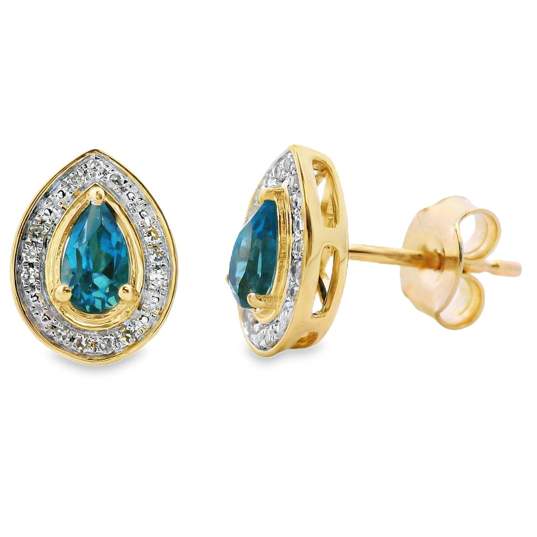 .57ct London Blue Topaz Stud Earrings 10KT Yellow Gold by Bids.com