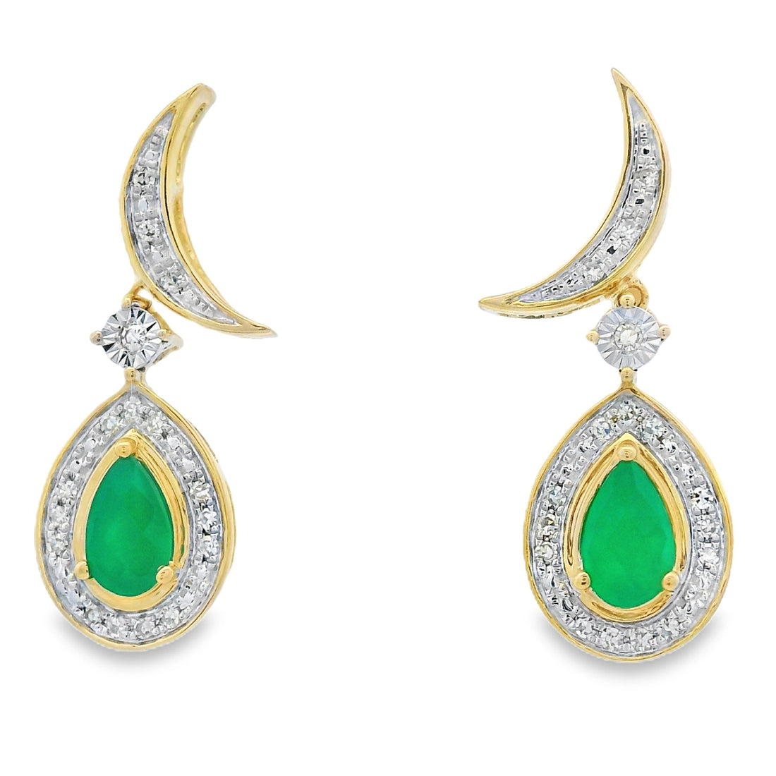 Chalcedony Diamond Dangle Earrings 10KT Yellow Gold by Bids.com