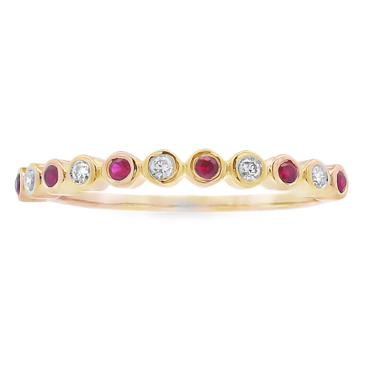 .13ct Ruby Diamond stackable band set 14KT Yellow Gold by Bids.com