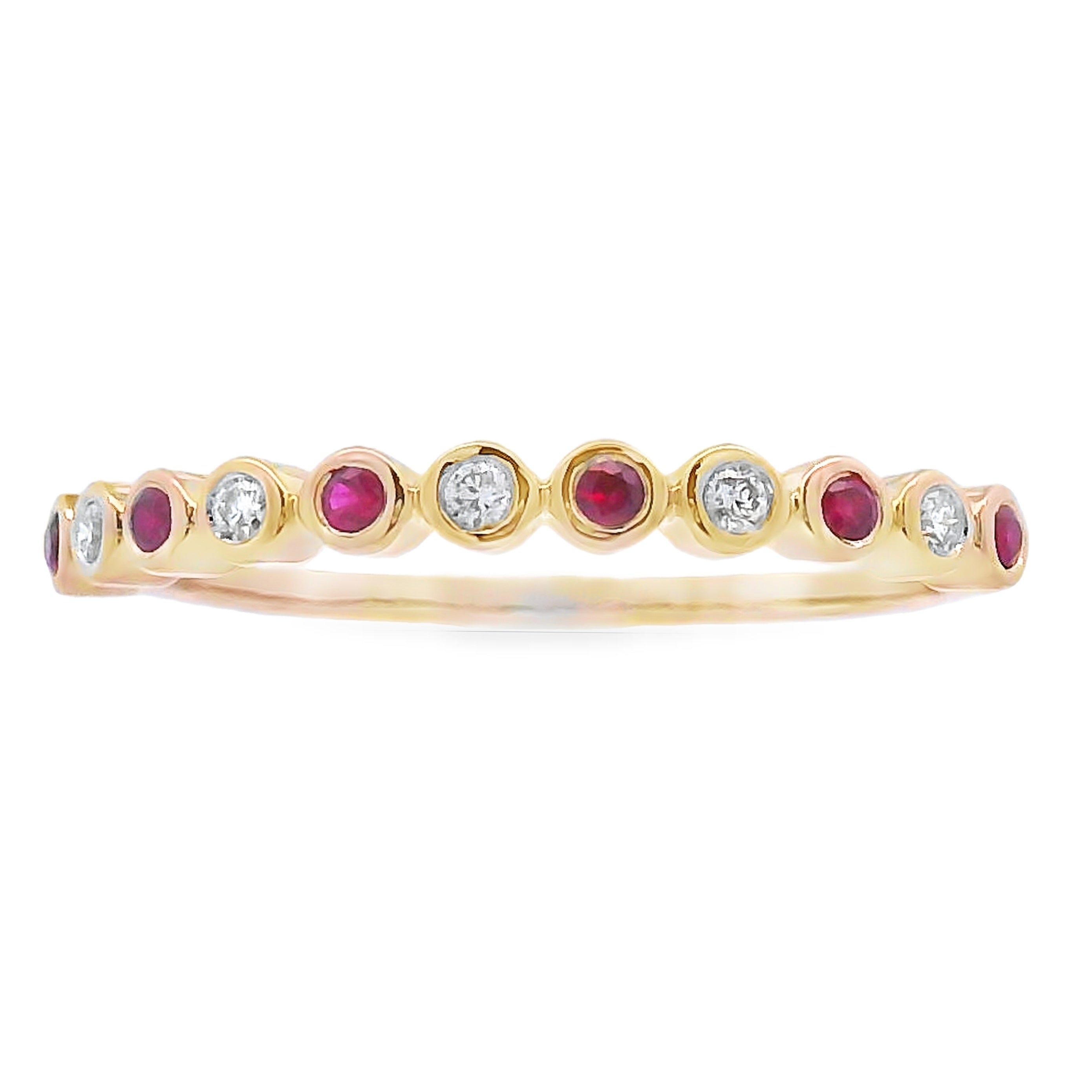.13ct Ruby Diamond stackable band set 14KT Yellow Gold by Bids.com