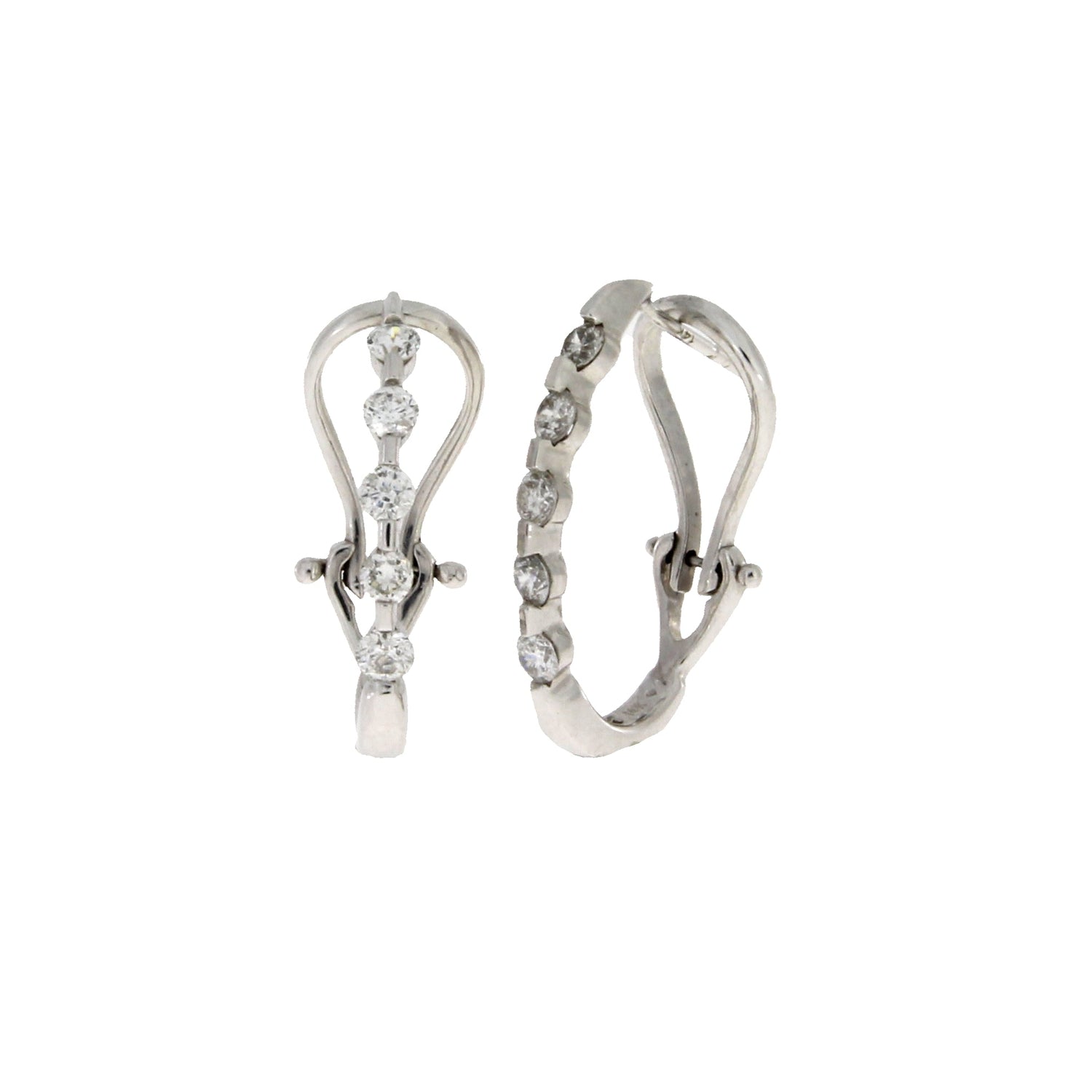Genuine 1.00ct Diamond Hoop Earrings 14KT White Gold by Bids.com