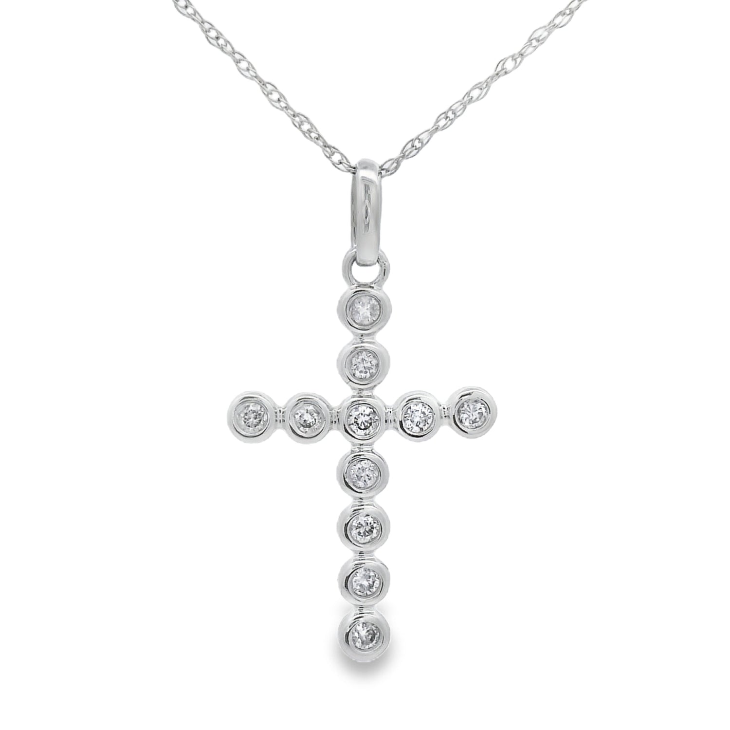 .15ct Diamond Cross Religious Pendant 14KT White Gold by Bids.com