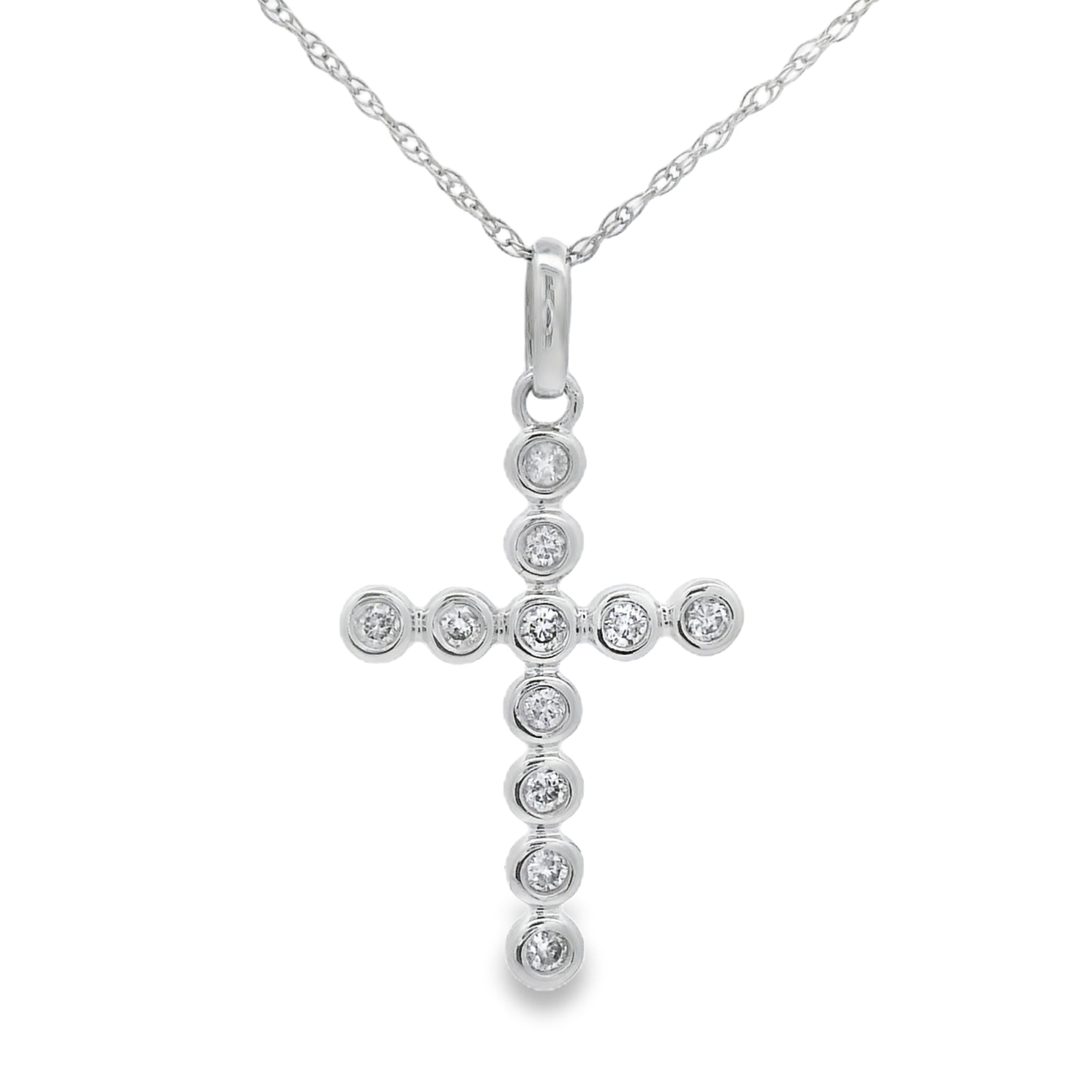 .15ct Diamond Cross Religious Pendant 14KT White Gold by Bids.com