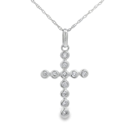 .15ct Diamond Cross Religious Pendant 14KT White Gold by Bids.com