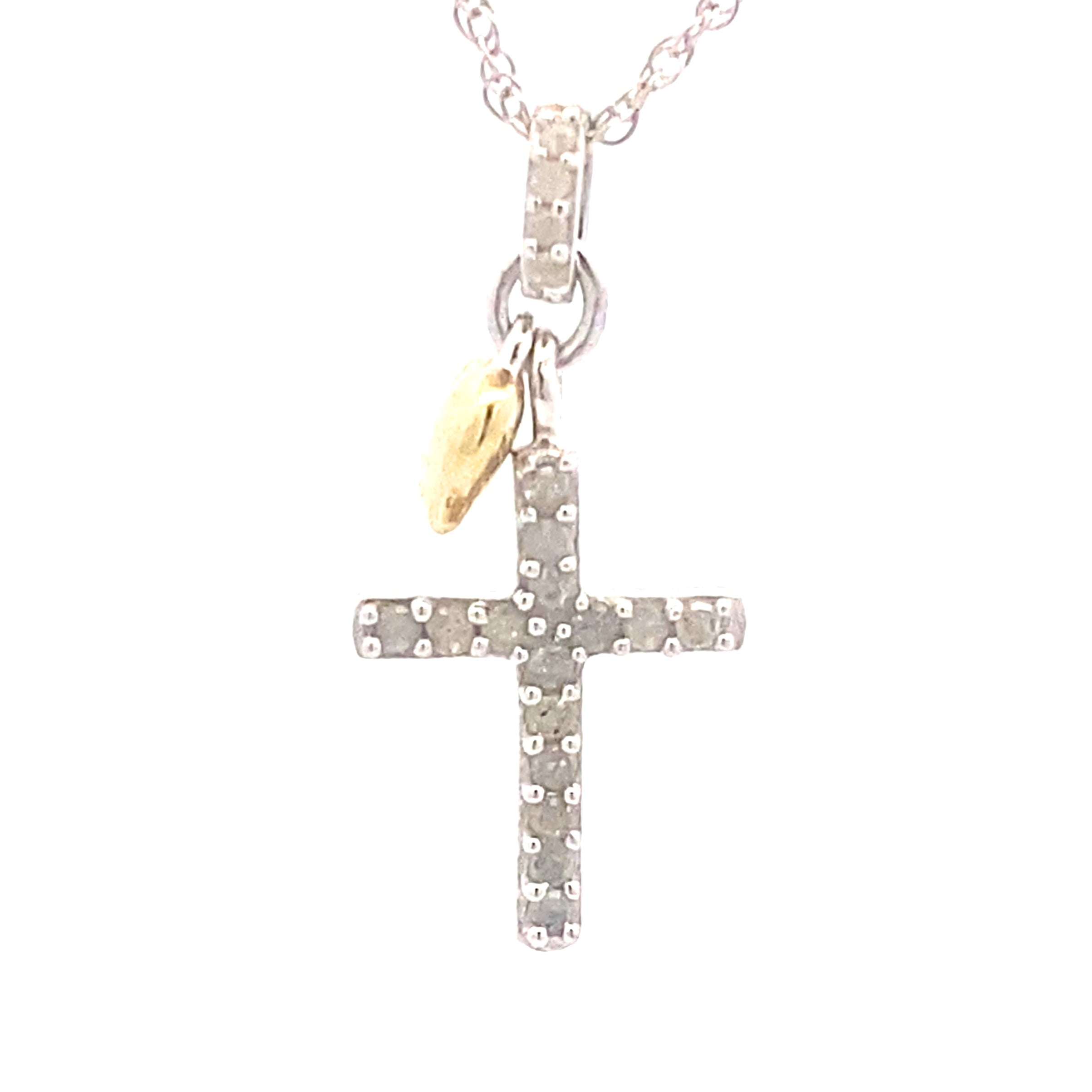.15ct Diamond Cross Religious Pendant Sterling Silver by Bids.com