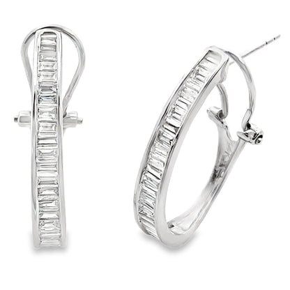 1.00ct Lab Grown Diamond Hoop Earrings 14KT White Gold by Bids.com