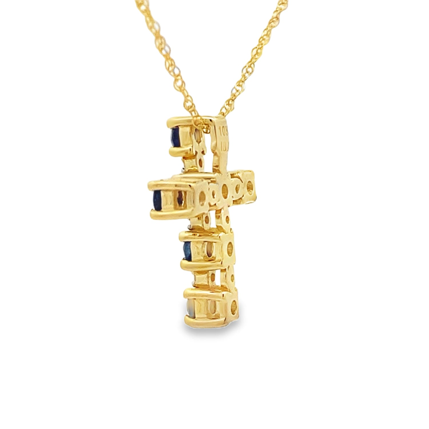 .32ct Sapphire Cross Religious Pendant 10KT Yellow Gold by Bids.com