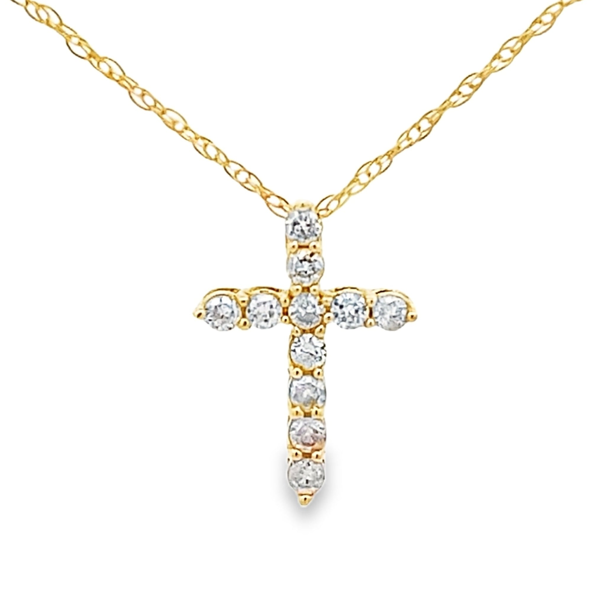 .12ct Diamond Cross Religious Pendant 14KT Yellow Gold by Bids.com