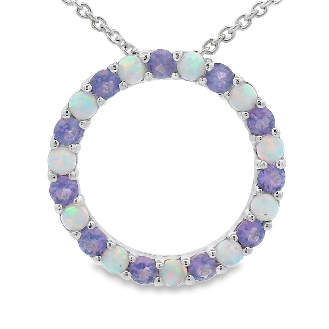Created Opal Circle of Love Pendant Sterling Silver by Bids.com
