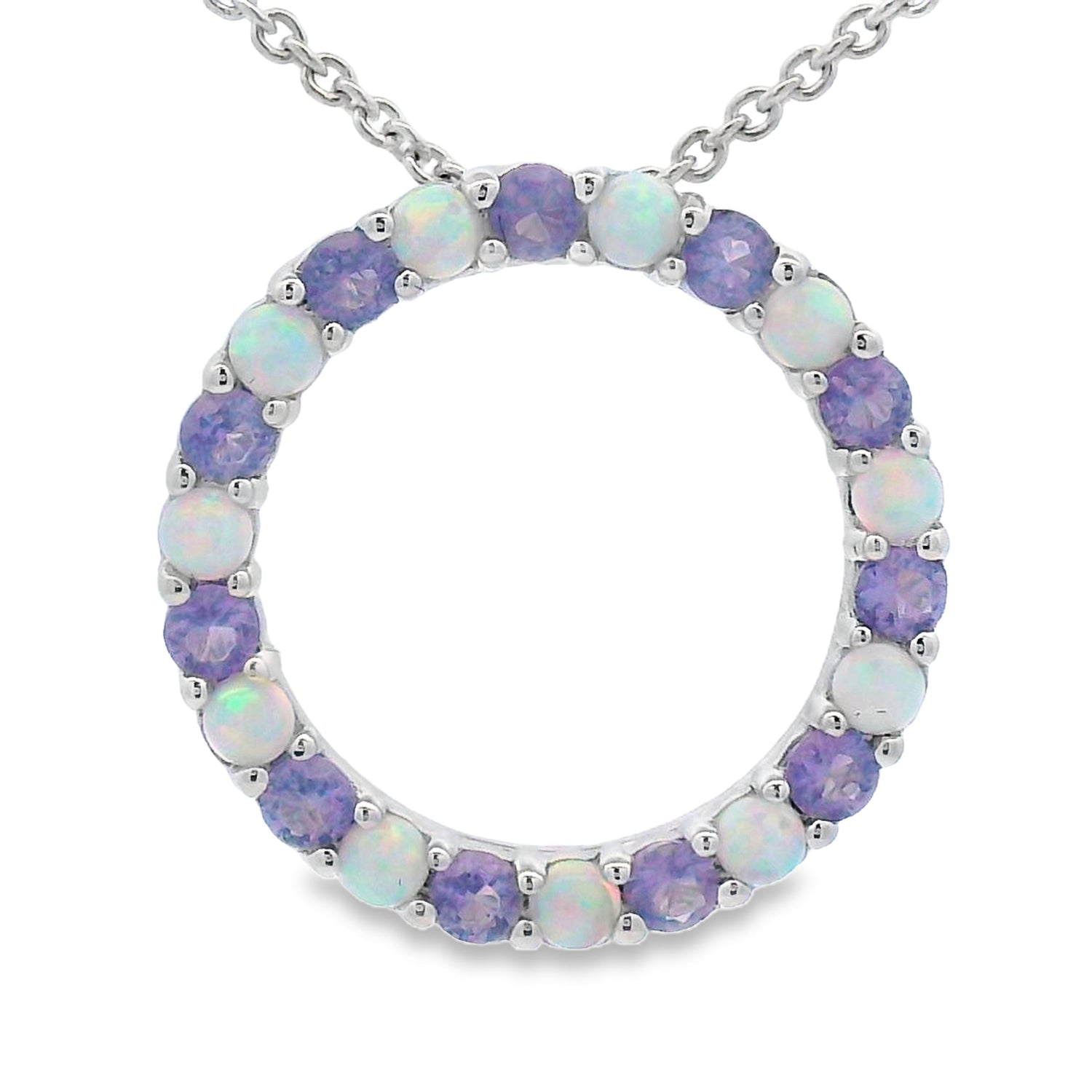 Created Opal Circle of Love Pendant Sterling Silver by Bids.com