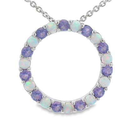 Created Opal Circle of Love Pendant Sterling Silver by Bids.com