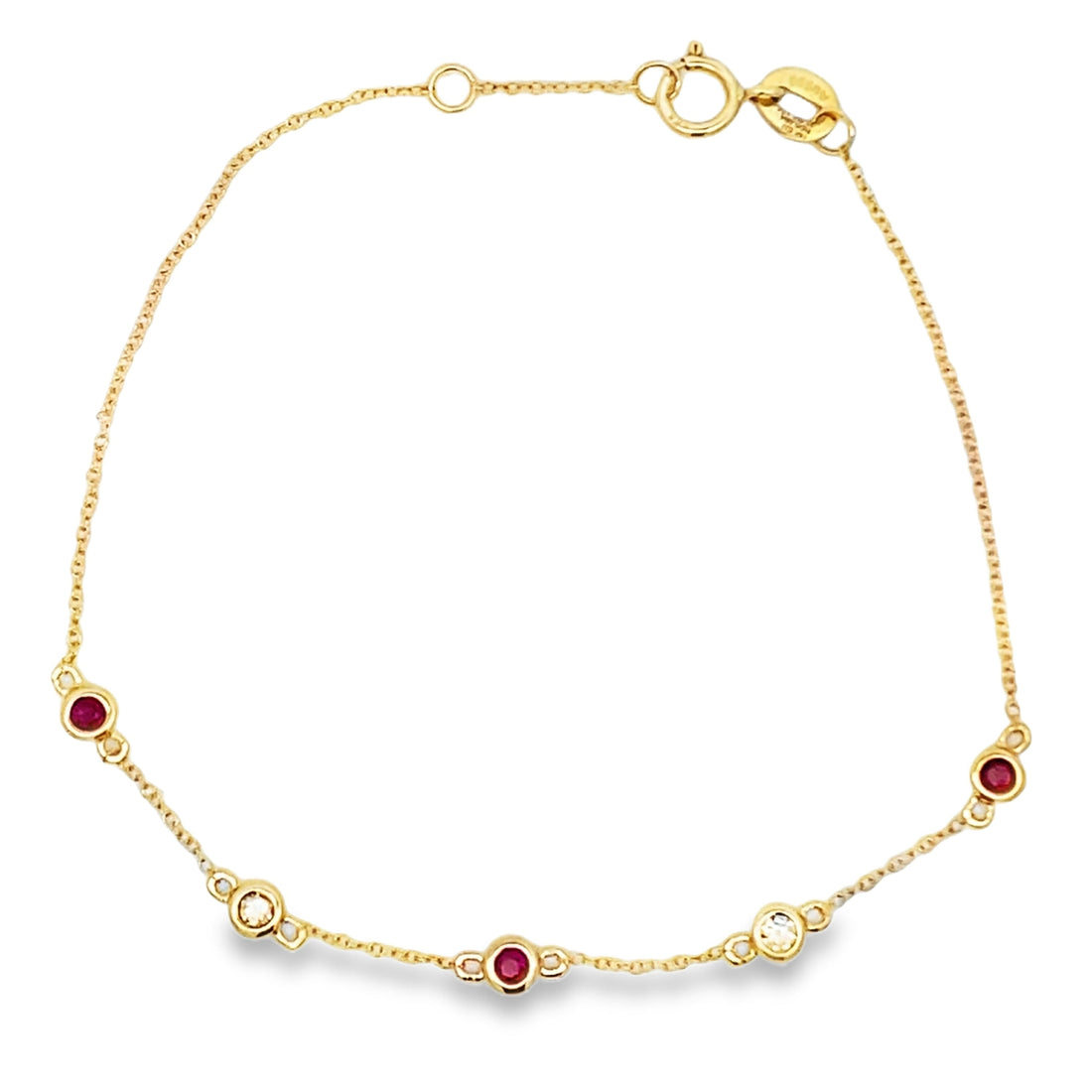 Natural .25ct Ruby Diamond Bracelet 14KT Yellow Gold by Bids.com