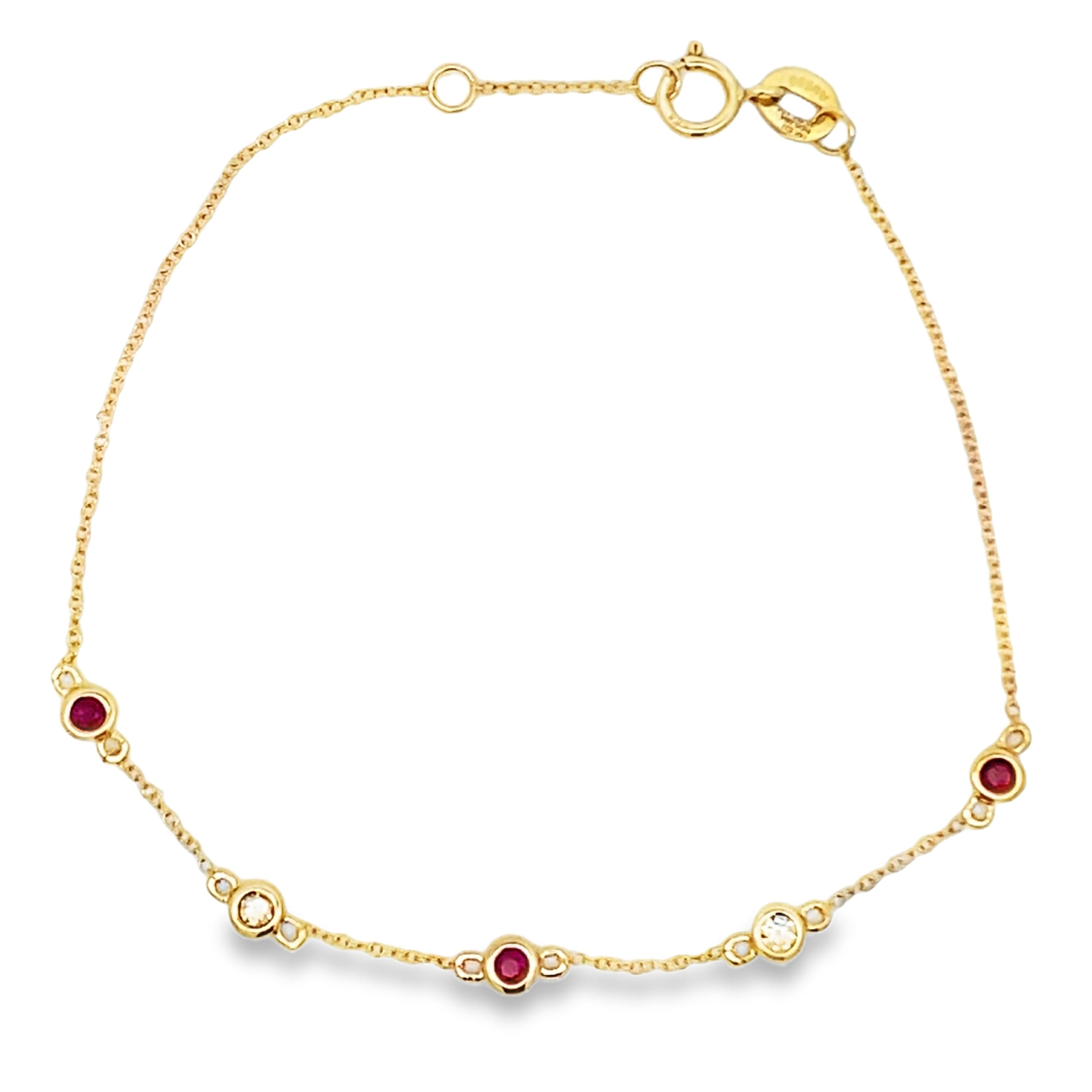 Natural .25ct Ruby Diamond Bracelet 14KT Yellow Gold by Bids.com